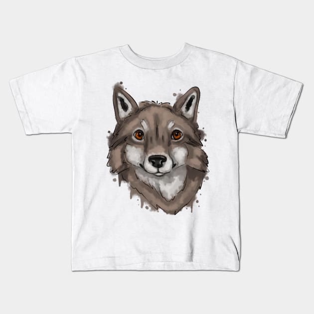 Watercolor wolf head Kids T-Shirt by Antiope